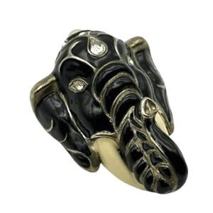 Edgar Berebi Signed Limited Edition 3D Black Elephant Enamel Brooch- 2.5 in